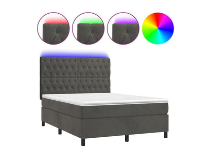 Base letto Calmetop con materasso e illuminazione a LED, grigio scuro, 140x190 cm, 77975DVQZ