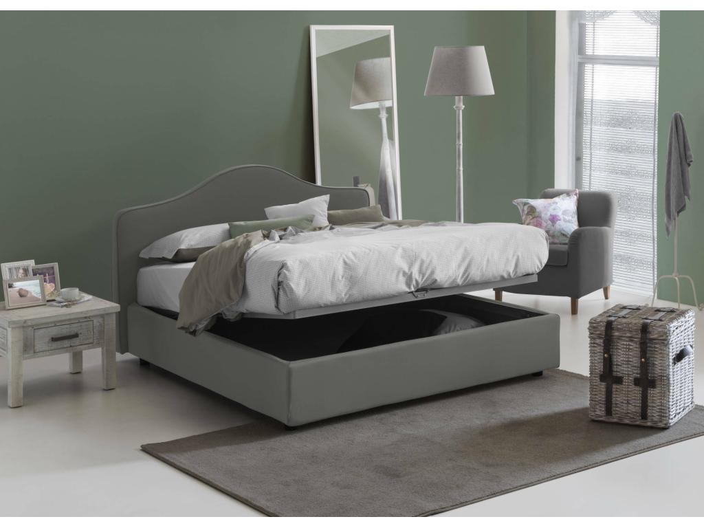 Letto matrimoniale Nidchicshop con contenitore, rivestimento in tessuto, prodotto in Italia, apertura frontale, adatto per materasso 160x190 cm, grigio 87653LHSP