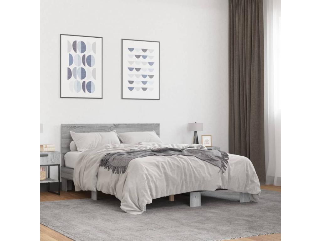Struttura letto Artvivrestore, grigio, 135x190 cm, legno ingegnerizzato e metallo, 75111QTCX