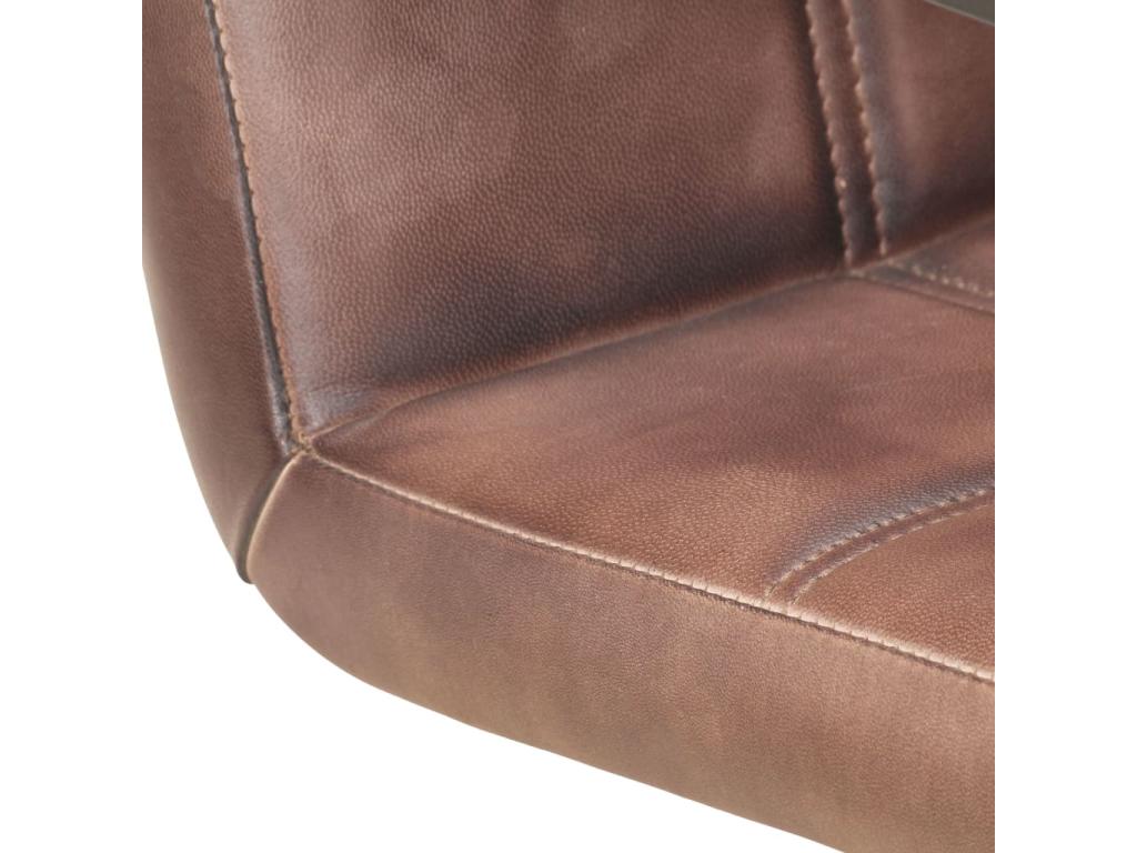 Sedie da pranzo a sbalzo, set da 6, vera pelle marrone, 08790LJVE