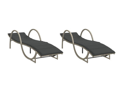 Set di 2 lettini prendisole e cuscini in resina intrecciata grigio chiaro 43207MSFI