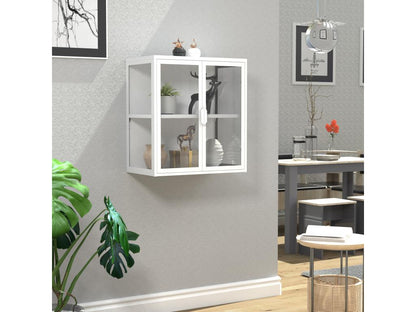 Vetrina espositiva da parete in acciaio Nidchicshop, vetrina sospesa, vetrina in vetro, 65x60x35 cm, Nidchicshop 77601LFKU