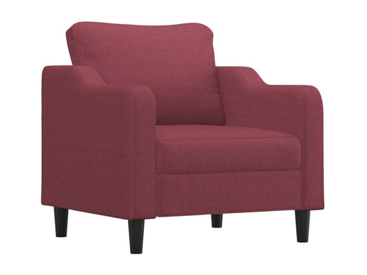 Set divano 3 pezzi con cuscini, tessuto rosso bordeaux, 63735AXMU