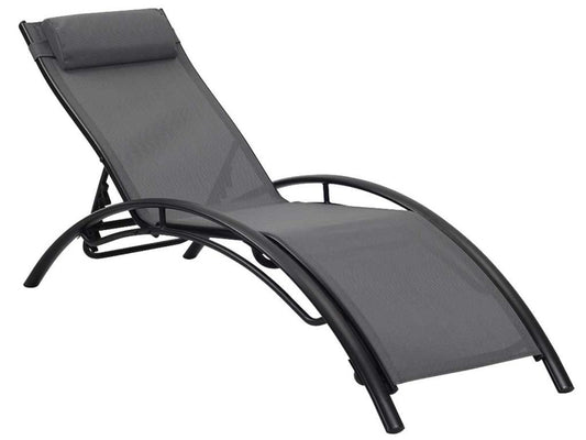 Lettino prendisole in alluminio - Artvivrestore - Grigio scuro / Nero - Set di 2 68193SEIB