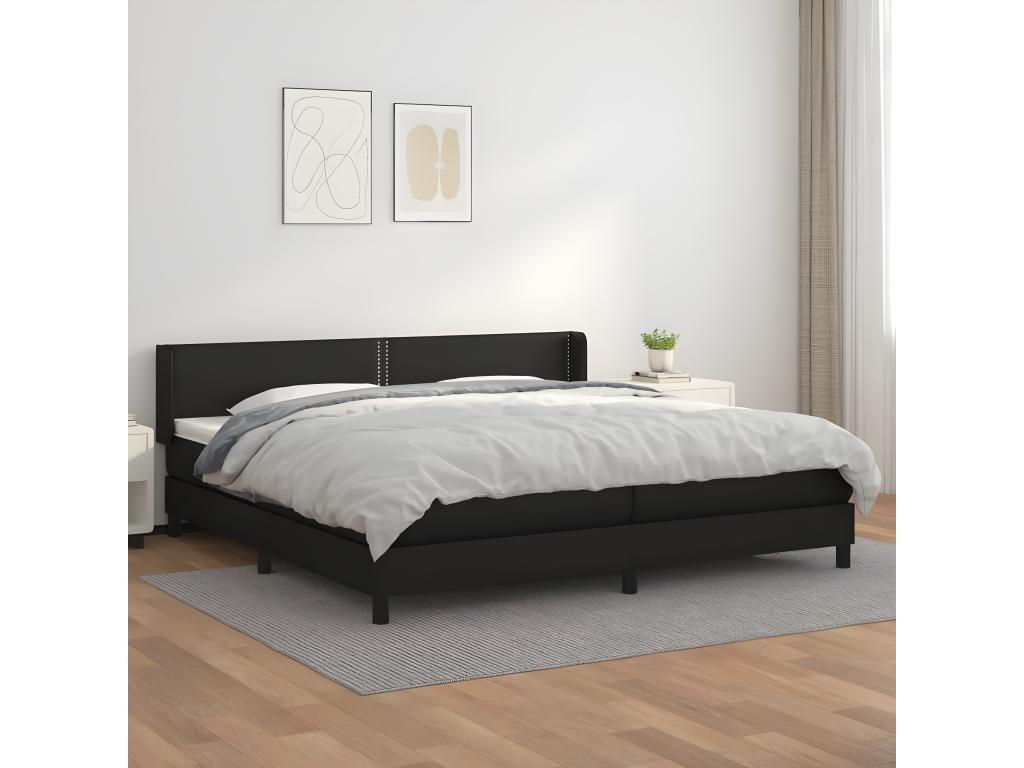 Base letto Nidchicshop con materasso, nero, 200x200 cm, similpelle, 72348SBPO