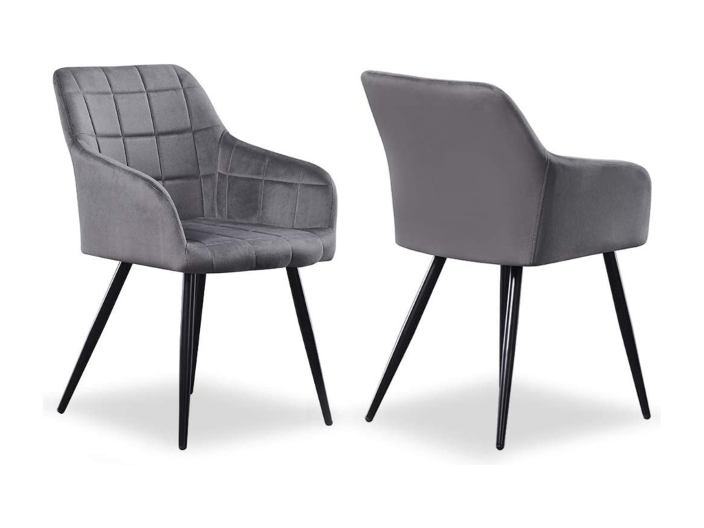 Set di 2 sedie da pranzo Artvivrestore - Rivestite in velluto con gambe in metallo - Grigio scuro 35097UEQS