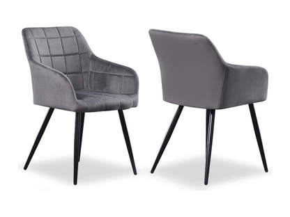 Set di 2 sedie da pranzo Artvivrestore - Rivestite in velluto con gambe in metallo - Grigio scuro 35097UEQS