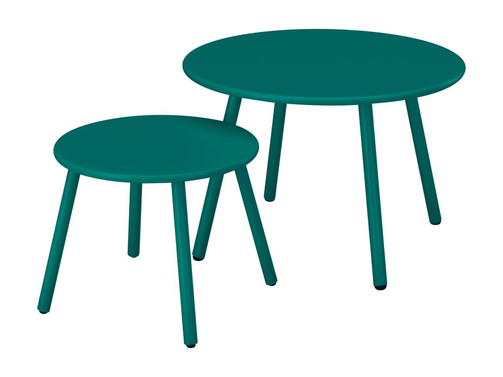 Tavolini da giardino impilabili in metallo - Blu anatra - Artvivrestore 93252XDFG