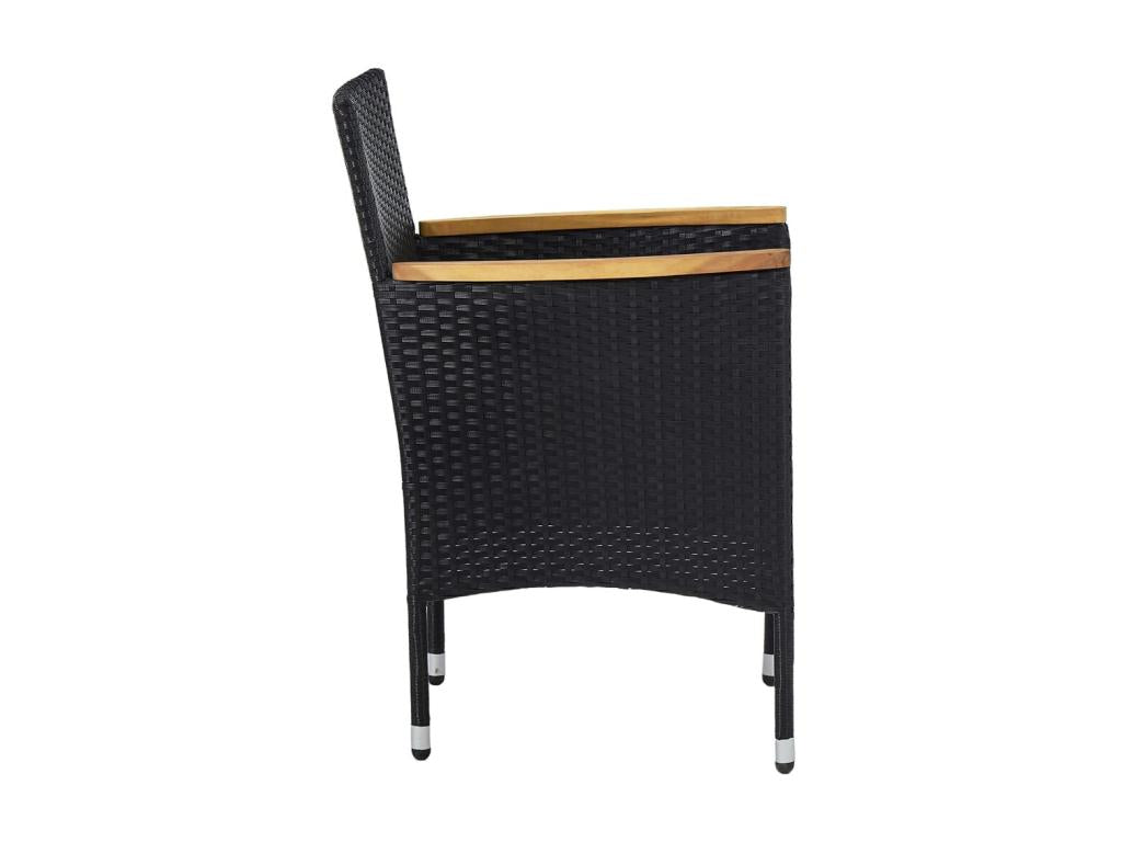 Set da pranzo da giardino 5 pezzi, resina intrecciata nera, Artvivrestore 4 40105HFOB