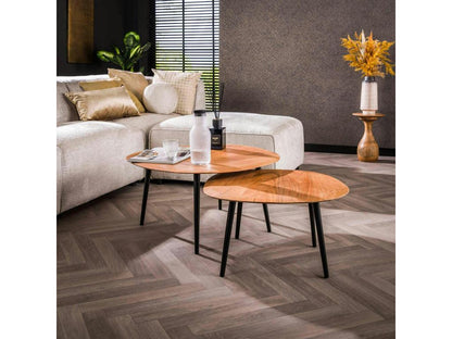 Tavolino da caffè in legno a forma di ciottolo Maisonpuretop, set da 2, Maisonpuretop 03866OFBK