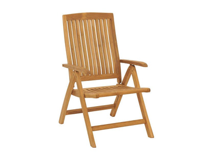 Set di 4 sedie da giardino reclinabili e cuscini, legno massello di teak, 53058AQCH