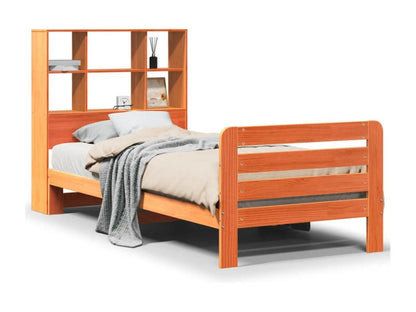 Struttura letto senza materasso, finitura cera marrone, 90x200 cm, legno massello di pino, 56422ACQZ