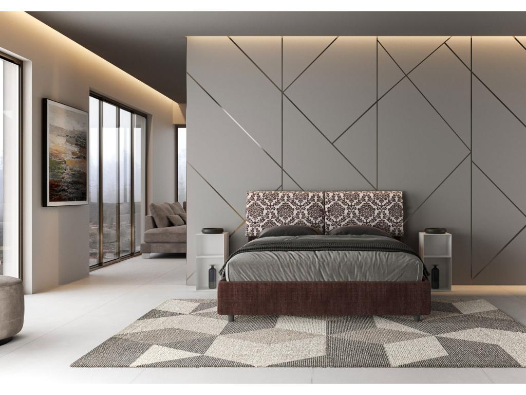 Letto imbottito senza rete a doghe, 160x190 cm, tessuto Maisonpuretop, 4 bordeaux, Maisonpuretop 72835JGBA