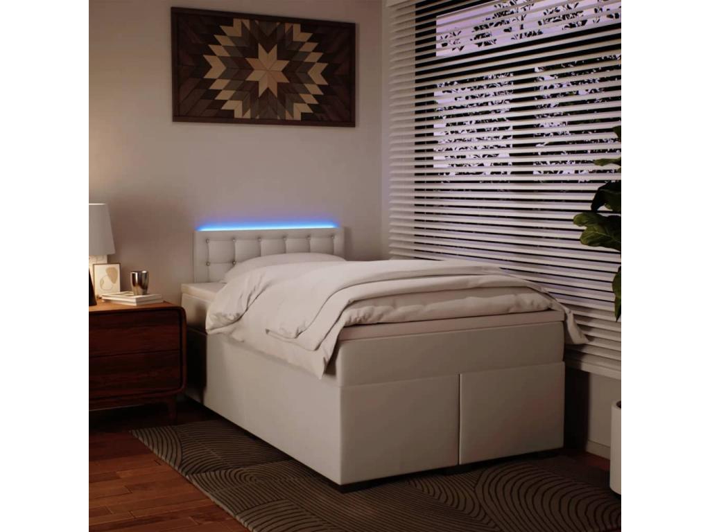 Base letto Artvivrestore con materasso, bianco, 120x200cm, similpelle, 45707NBXR