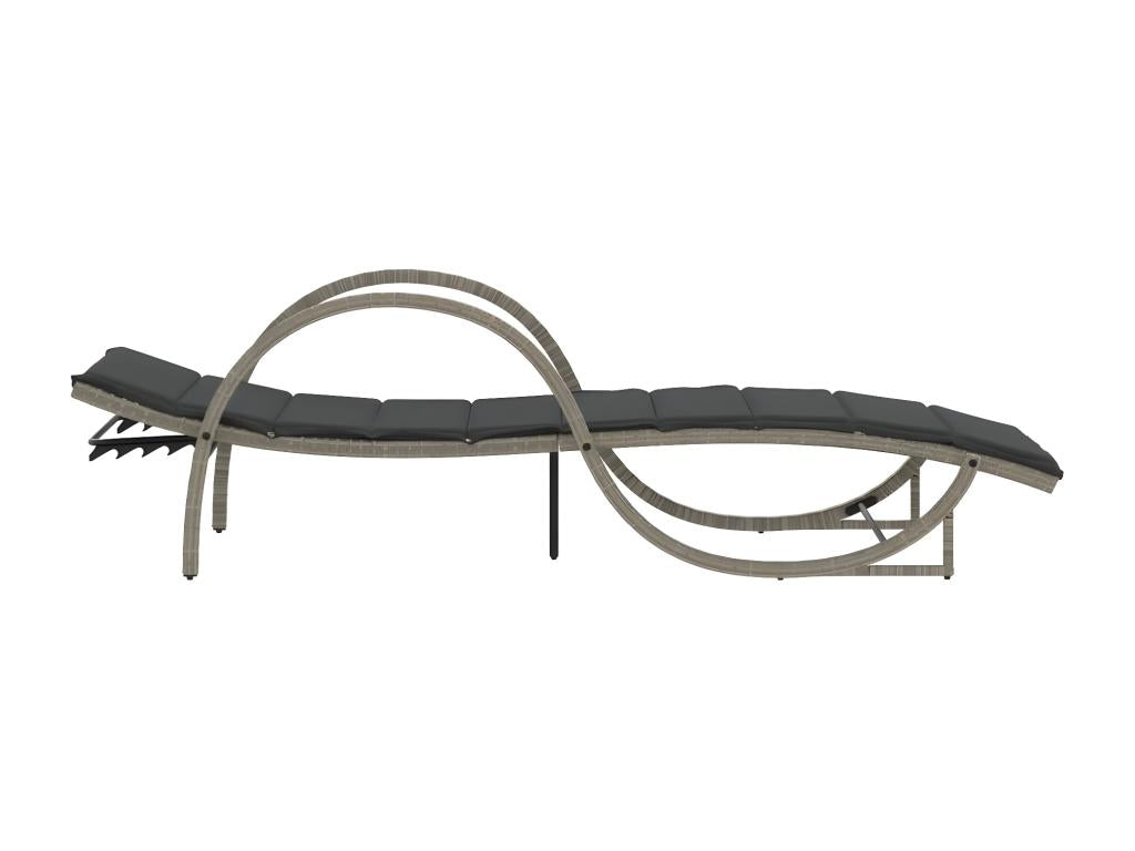 Set di 2 lettini prendisole e cuscini in resina intrecciata grigio chiaro 43207MSFI