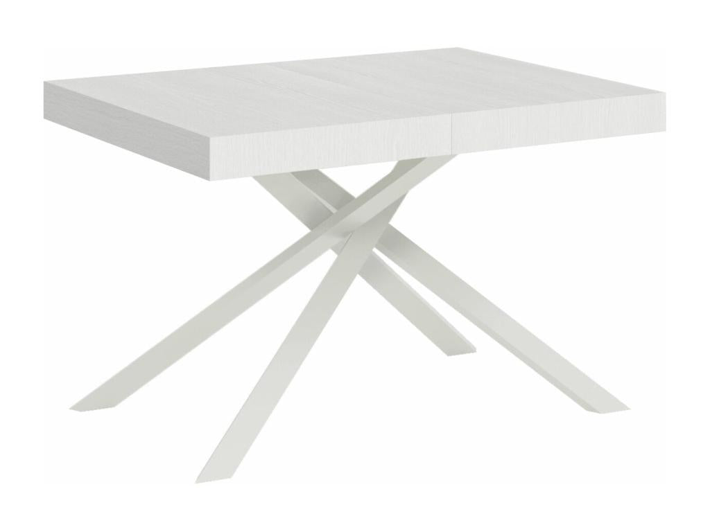 Tavolo allungabile Karida 80x120/204 cm, frassino bianco, gambe bianche, 51496EOCP