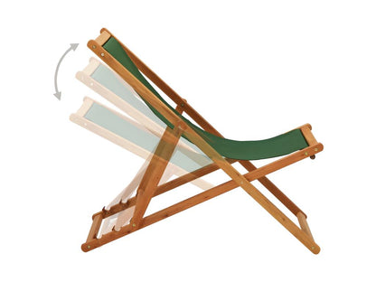 Sedia da spiaggia pieghevole in legno di eucalipto e tessuto verde 74776KLWY