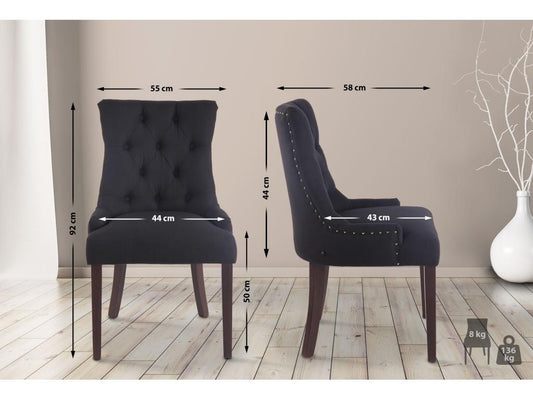 Sedia da pranzo - Tessuto/Legno - Nero - Artvivrestore 43296PLMF