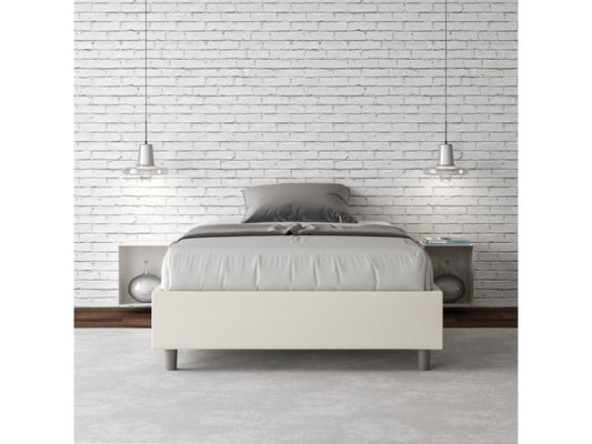 Letto con rete a doghe imbottita 140x200 ecopelle bianca Artvivrestore 33178FGZN
