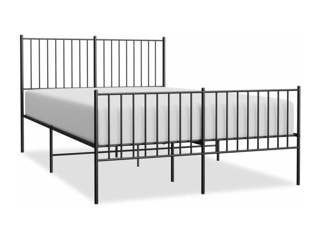 Struttura letto in metallo con testiera/pediera, nero, 135x190 cm, 75959MQUP