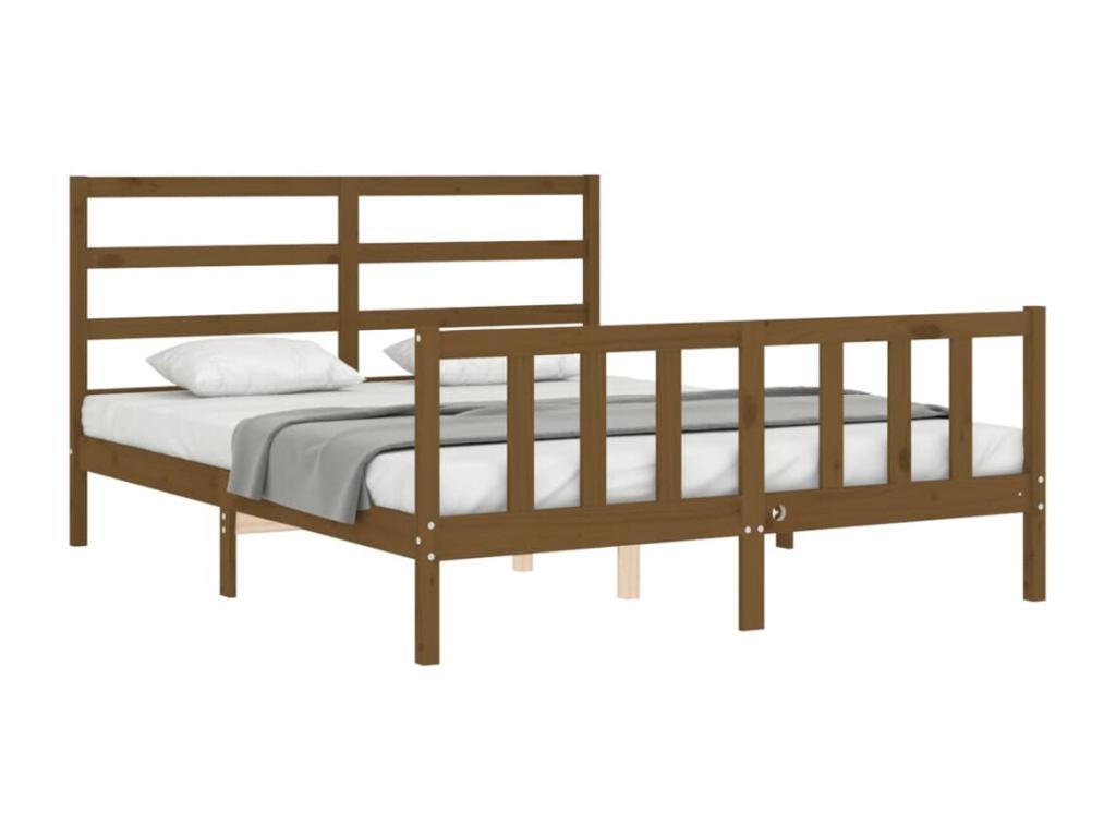 Struttura letto senza materasso, marrone miele, legno massello 06894AREV