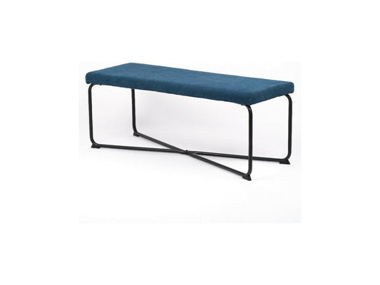 Panca in velluto a coste Cosy - Blu pavone - L 110 x P 40,5 x A 42 cm 79952NNEO