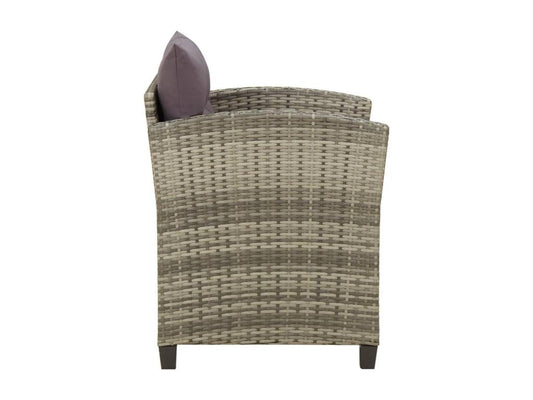 Sedia da giardino con cuscini, Resina intrecciata grigia, 42405GANE