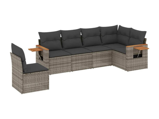 Set di mobili da giardino da 6 pezzi con cuscini in vimini di resina grigia 82290ZAWB