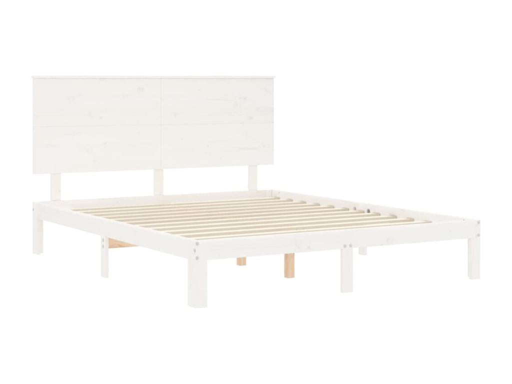 Struttura letto in legno massello Calmetop con testiera bianca 24905RVOE