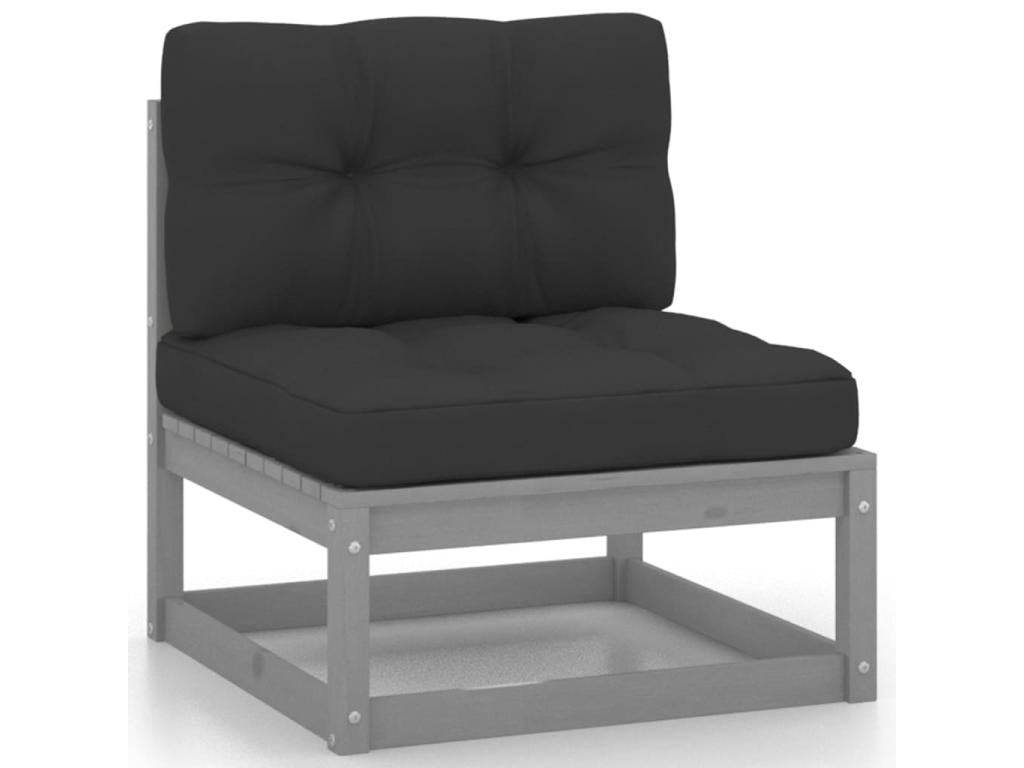 Set di mobili da giardino da 10 pezzi con cuscini, grigio, legno di pino massiccio, 57768BECI