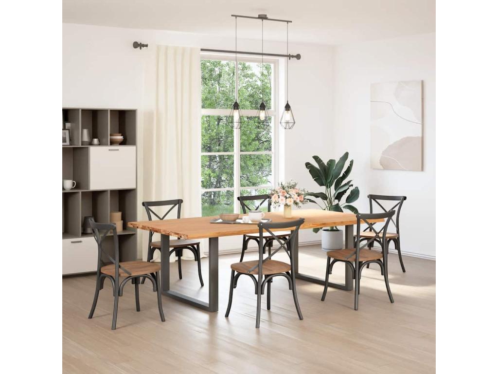 Tavolo da pranzo rettangolare in rovere massello marrone chiaro 23888PKBE