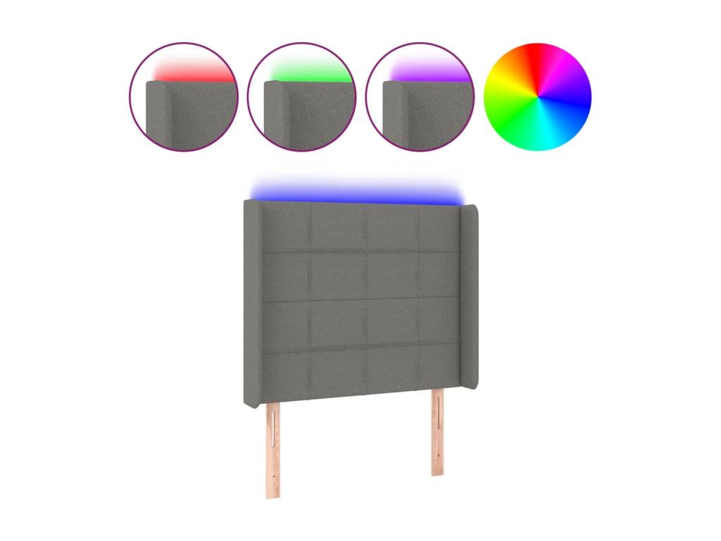Testiera LED, Grigio Scuro, 103x16x118/128 cm, Tessuto, 34029ACJZ