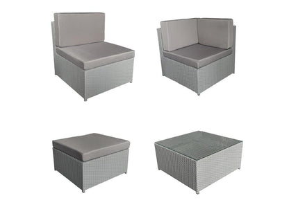 Set di mobili da giardino in vimini e resina grigia Maisonpuretop da 6 posti - cuscini grigi - Maisonpuretop 21614ZSCO