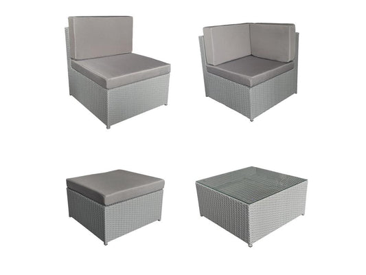 Set di mobili da giardino in vimini e resina grigia Maisonpuretop da 6 posti - cuscini grigi - Maisonpuretop 21614ZSCO