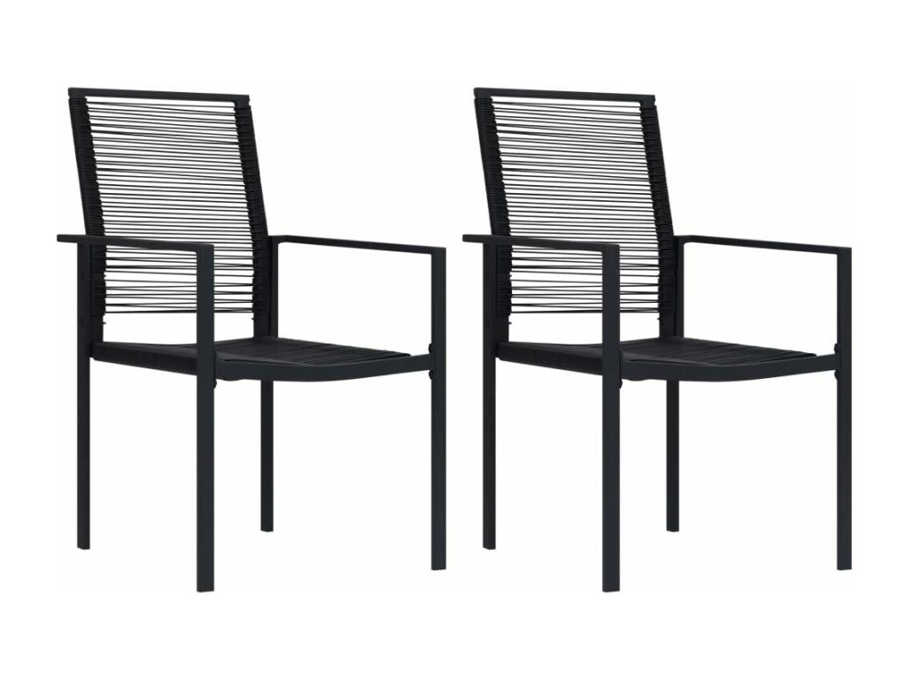 Sedie da giardino 2 pezzi, PVC nero rattan 00424VRSP