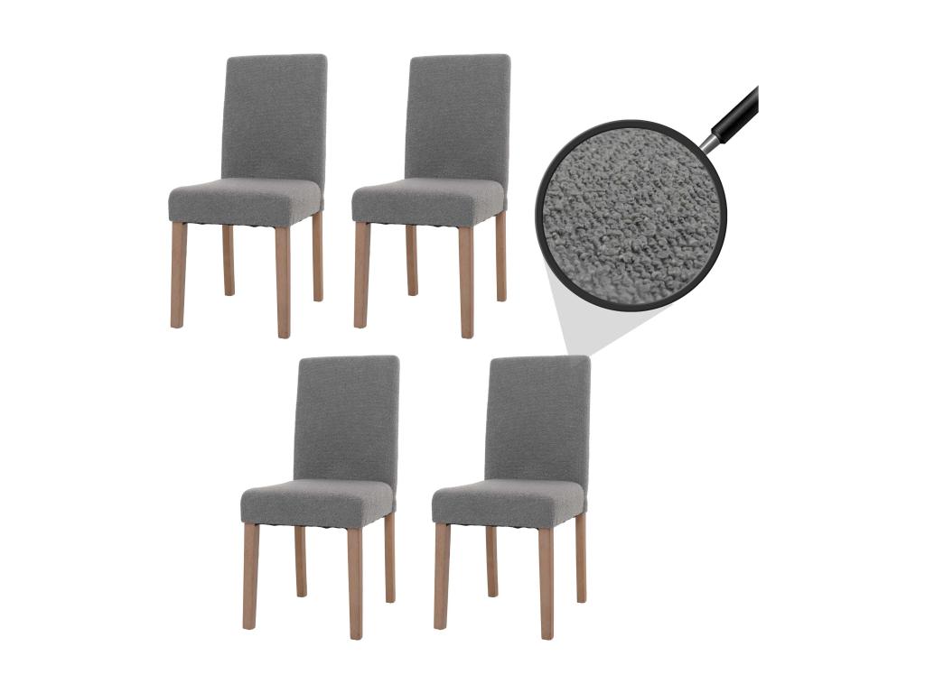 Set di 4 sedie da pranzo con schienale alto in tessuto bouclé grigio e gambe leggere 04 0007514 12382NCAP