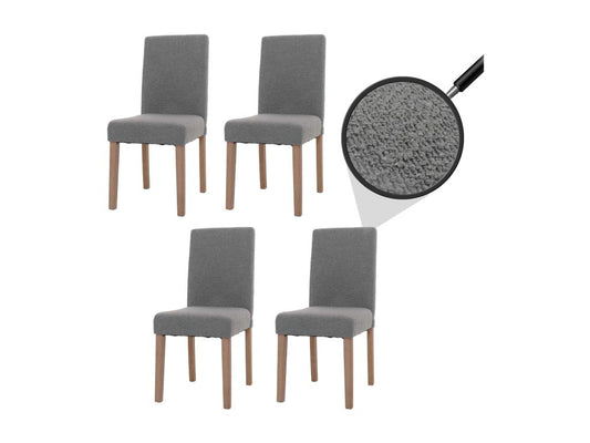 Set di 4 sedie da pranzo con schienale alto in tessuto bouclé grigio e gambe leggere 04 0007514 12382NCAP