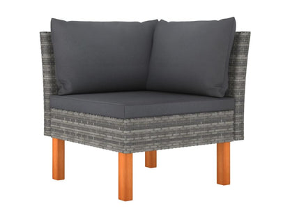 Set di mobili da giardino 7 pezzi, resina intrecciata e legno di eucalipto, grigio, 61817AITG