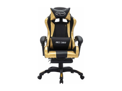 Sedia da gaming con illuminazione LED RGB, similpelle oro e nera, 29931JLDQ