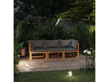 Divano da giardino a 3 posti con cuscino, legno massello, Maisonpuretop, 26852RUIL