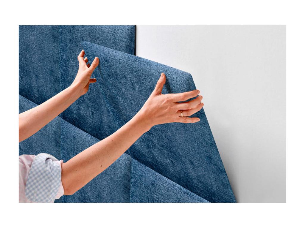 Testiera imbottita Artvivrestore in lana ecologica, composta da pannelli autoadesivi intercambiabili, camera da letto imbottita di lusso, blu, 140 cm, 75697LKNZ