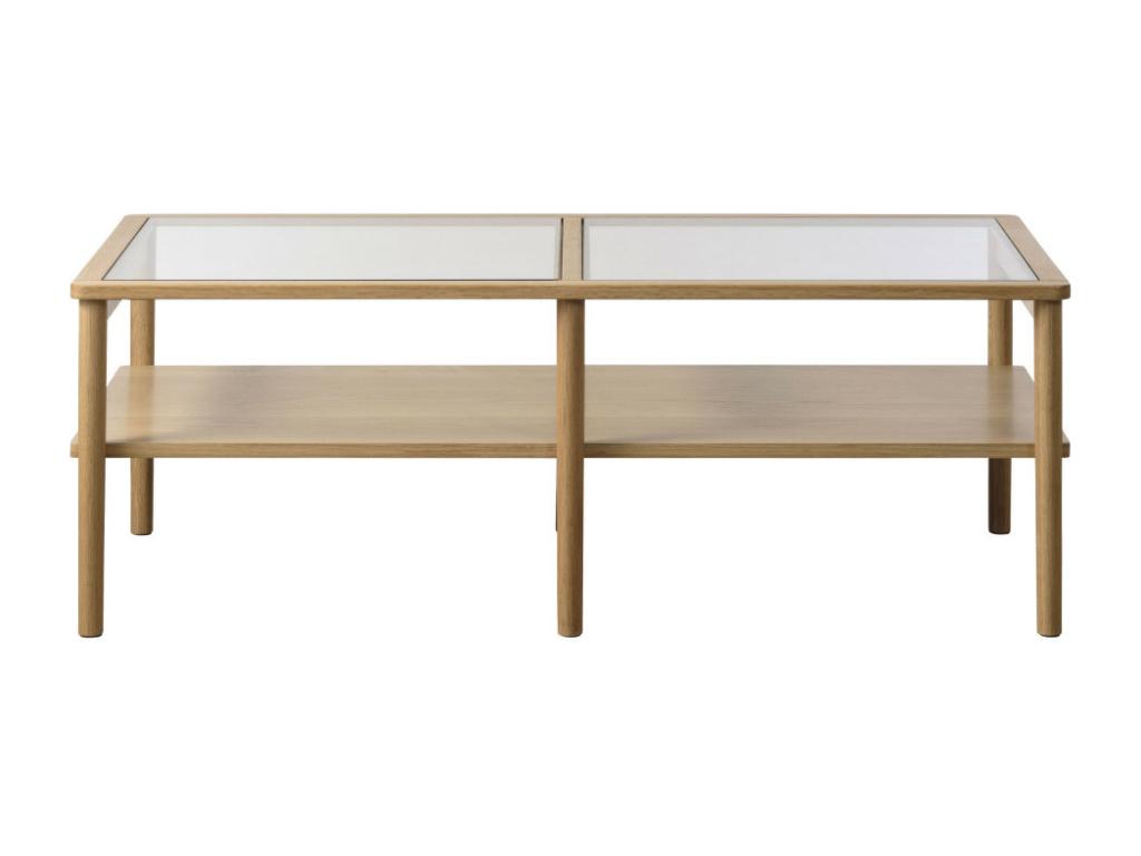 Artvivrestore - Tavolino in vetro temperato e legno 120x60cm - Legno chiaro 81706WDXF