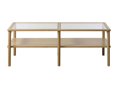 Artvivrestore - Tavolino in vetro temperato e legno 120x60cm - Legno chiaro 81706WDXF