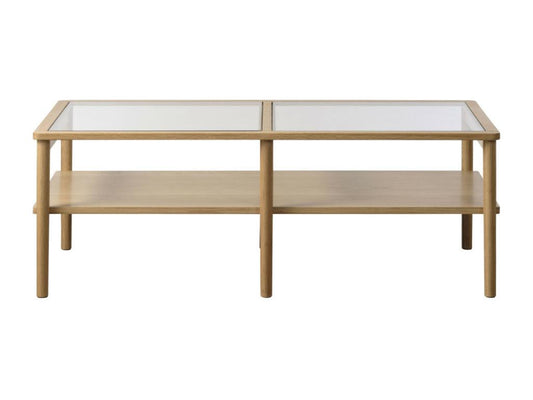 Artvivrestore - Tavolino in vetro temperato e legno 120x60cm - Legno chiaro 81706WDXF