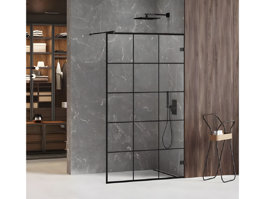 Schermo doccia walk-in serigrafato nero Calmetop 61013MTAU da 110 cm