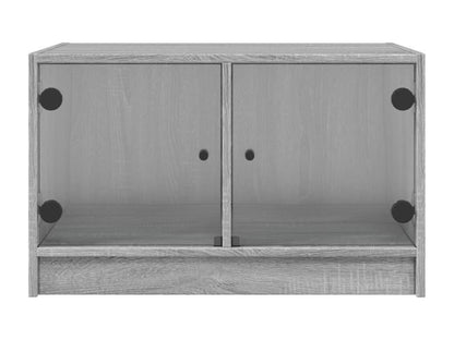 Tavolino da caffè Calmetop grigio con ante in vetro, 68x50x42 cm, 03531HJXB