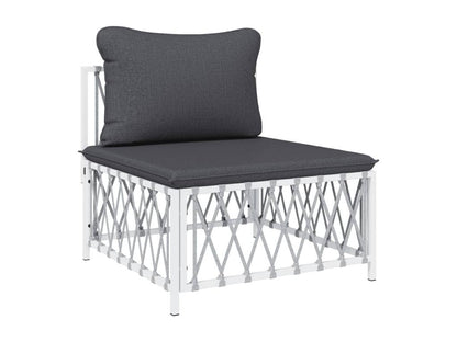 Set di mobili da giardino con cuscini, 6 pezzi, acciaio bianco, 18827MIOU