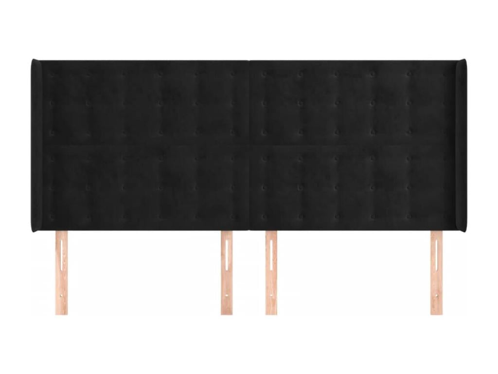 Testiera con ali, nera, 163x16x118/128 cm, velluto, 26596YNYA