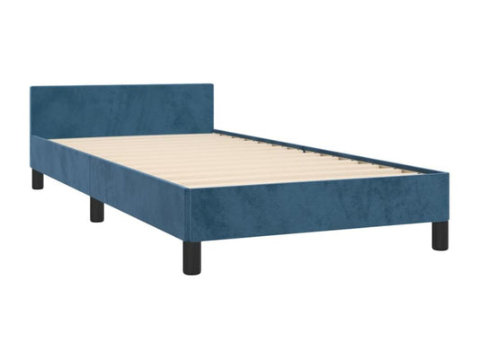 Struttura letto con testiera, blu scuro, 90x190 cm, velluto, 44191WUER