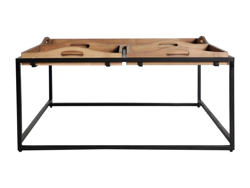 Tavolino in legno di rovere 84x84x40 cm 69817BVMU